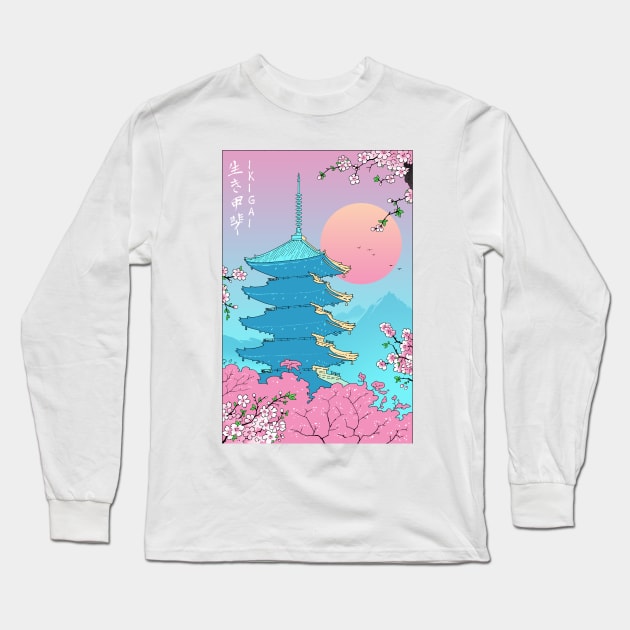 Ikigai in Kyoto Long Sleeve T-Shirt by Vincent Trinidad Art